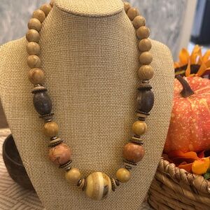 Elegant Wooden Bead Necklace